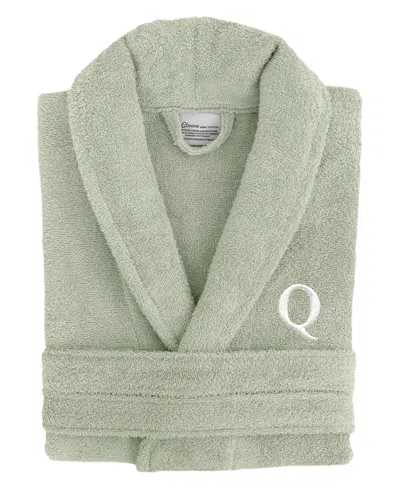 Linum Home Bookman Font 100% Turkish Cotton Unisex Terry Bathrobe In Green Q