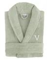 Linum Home Bookman Font 100% Turkish Cotton Unisex Terry Bathrobe In Green