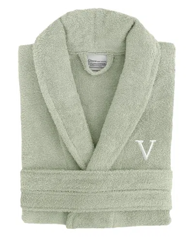Linum Home Bookman Font 100% Turkish Cotton Unisex Terry Bathrobe In Green