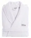 Linum Home Bookman Font Turkish Cotton Embroidered His Terry Bathrobe In White