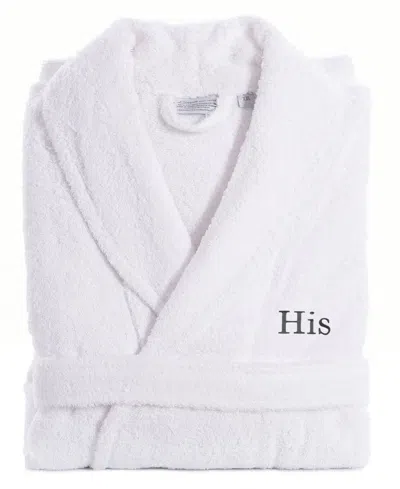 Linum Home Bookman Font Turkish Cotton Embroidered His Terry Bathrobe