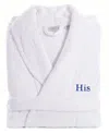 Linum Home Bookman Font Turkish Cotton Embroidered His Terry Bathrobe In Gray