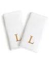 Linum Home Bookman Gold Font Monogrammed Luxury 100% Turkish Cotton Novelty 2-piece Hand Towels, 16" X 30" In Gold - L