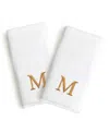 Linum Home Bookman Gold Font Monogrammed Luxury 100% Turkish Cotton Novelty 2-piece Hand Towels, 16" X 30" In Gold - M