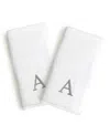 Linum Home Bookman Gray Font Monogrammed Luxury 100% Turkish Cotton Novelty 2-piece Hand Towels, 16" X 30" In Gray - A