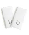 Linum Home Bookman Gray Font Monogrammed Luxury 100% Turkish Cotton Novelty 2-piece Hand Towels, 16" X 30" In Gray - D