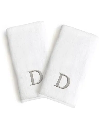 Linum Home Bookman Gray Font Monogrammed Luxury 100% Turkish Cotton Novelty 2-piece Hand Towels, 16" X 30" In Gray - D