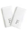 Linum Home Bookman Gray Font Monogrammed Luxury 100% Turkish Cotton Novelty 2-piece Hand Towels, 16" X 30" In Gray - F