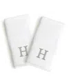 Linum Home Bookman Gray Font Monogrammed Luxury 100% Turkish Cotton Novelty 2-piece Hand Towels, 16" X 30" In Gray - H