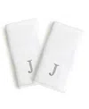 Linum Home Bookman Gray Font Monogrammed Luxury 100% Turkish Cotton Novelty 2-piece Hand Towels, 16" X 30" In Gray - J