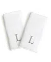 Linum Home Bookman Gray Font Monogrammed Luxury 100% Turkish Cotton Novelty 2-piece Hand Towels, 16" X 30" In Gray - L