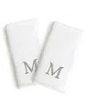 Linum Home Bookman Gray Font Monogrammed Luxury 100% Turkish Cotton Novelty 2-piece Hand Towels, 16" X 30" In Gray - M