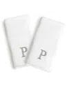 Linum Home Bookman Gray Font Monogrammed Luxury 100% Turkish Cotton Novelty 2-piece Hand Towels, 16" X 30" In Gray - P