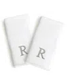 Linum Home Bookman Gray Font Monogrammed Luxury 100% Turkish Cotton Novelty 2-piece Hand Towels, 16" X 30" In Gray - R