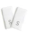 Linum Home Bookman Gray Font Monogrammed Luxury 100% Turkish Cotton Novelty 2-piece Hand Towels, 16" X 30" In Gray - S