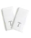 Linum Home Bookman Gray Font Monogrammed Luxury 100% Turkish Cotton Novelty 2-piece Hand Towels, 16" X 30" In Gray - T
