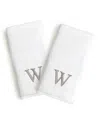 Linum Home Bookman Gray Font Monogrammed Luxury 100% Turkish Cotton Novelty 2-piece Hand Towels, 16" X 30" In Gray - W