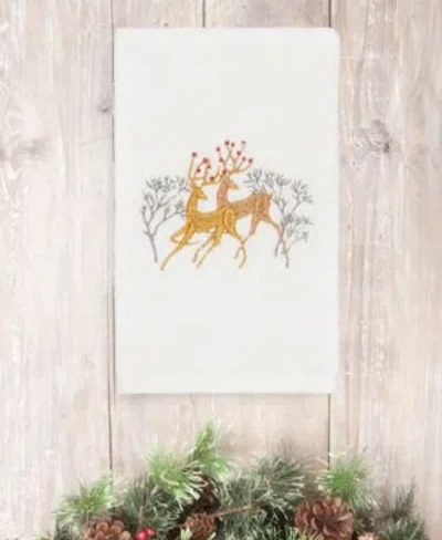 Linum Home Christmas Deer 100 Turkish Cotton Hand Towels Bedding In Sand
