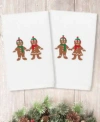 Linum Home Christmas Gingerbread Embroidered 100 Turkish Cotton Hand Towels In White