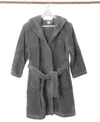 Linum Home Christmas Tree Kids Super Plush Double Brushed Hooded Bathrobe In Grey