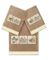 Linum Home Cotton Belinda Embellished 3-pc. Towel Set In Brown