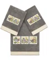 Linum Home Cotton Belinda Embellished 3-pc. Towel Set In Gray