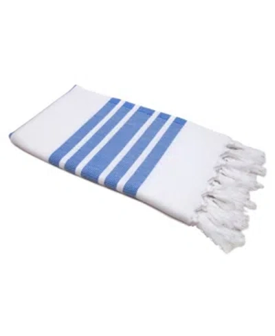 Linum Home Herringbone Pestemal Beach Towel Bedding In Medium Blu