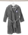 Linum Home Kids Bow Super Plush Double Brushed Hooded Bathrobe In Grey,purple