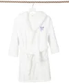 Linum Home Kids Bow Super Plush Double Brushed Hooded Bathrobe In White,purple