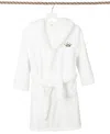 Linum Home Kids Cheetah Crown Super Plush Double Brushed Hooded Bathrobe In White