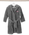 Linum Home Kids Crown Super Plush Double Brushed Hooded Bathrobe In Grey,pink