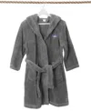 Linum Home Kids Crown Super Plush Double Brushed Hooded Bathrobe In Grey,purple