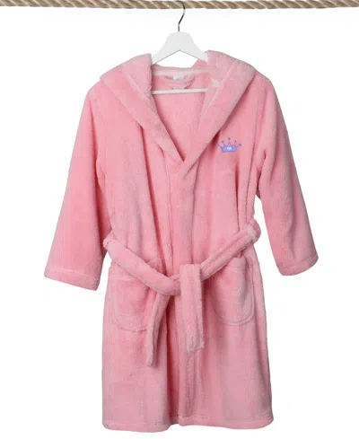 Linum Home Kids Crown Super Plush Double Brushed Hooded Bathrobe In Pink,purple