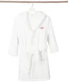 Linum Home Kids Crown Super Plush Double Brushed Hooded Bathrobe In White,pink