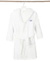 Linum Home Kids Crown Super Plush Double Brushed Hooded Bathrobe In White,purple