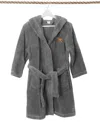 Linum Home Kids Dino Super Plush Double Brushed Hooded Bathrobe In Grey