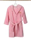 Linum Home Kids Dino Super Plush Double Brushed Hooded Bathrobe In Pink