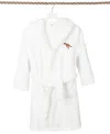 Linum Home Kids Dino Super Plush Double Brushed Hooded Bathrobe In White