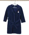 Linum Home Kids Snowman Super Plush Double Brushed Hooded Bathrobe In Navy