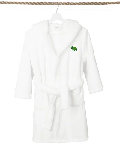 Linum Home Kids Turtle Super Plush Double Brushed Hooded Bathrobes In White