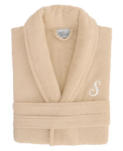 Linum Home Bookman Font 100% Turkish Cotton Unisex Terry Bathrobe In Beige S