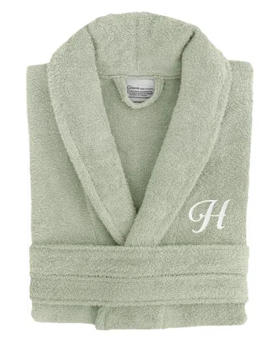Linum Home Linum Font 100% Turkish Cotton Unisex Terry Bathrobe In Green H