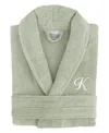 Linum Home Linum Font 100% Turkish Cotton Unisex Terry Bathrobe In Green K