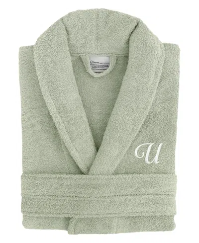 Linum Home Linum Font 100% Turkish Cotton Unisex Terry Bathrobe In Green