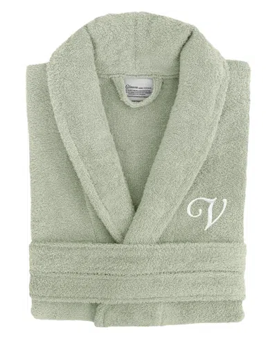 Linum Home Linum Font 100% Turkish Cotton Unisex Terry Bathrobe In Green V