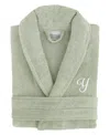 Linum Home Linum Font 100% Turkish Cotton Unisex Terry Bathrobe In Green Y