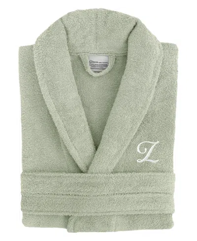 Linum Home Linum Font 100% Turkish Cotton Unisex Terry Bathrobe In Green