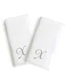 Linum Home Linum Font Monogrammed Luxury 100% Turkish Cotton Novelty 2-piece Hand Towels, 16" X 30" In White
