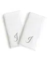 Linum Home Linum Font Monogrammed Luxury 100% Turkish Cotton Novelty 2-piece Hand Towels, 16" X 30" In White