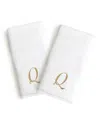 Linum Home Linum Font Monogrammed Luxury 100% Turkish Cotton Novelty 2-piece Hand Towels, 16" X 30" In Gold - Q